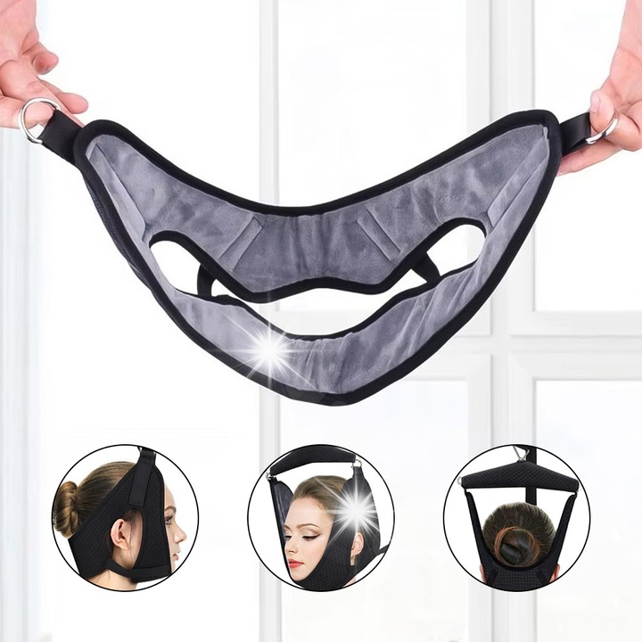 Dispozitiv de tractiune cervicala, decompresie spinala, material respirabil, portabil