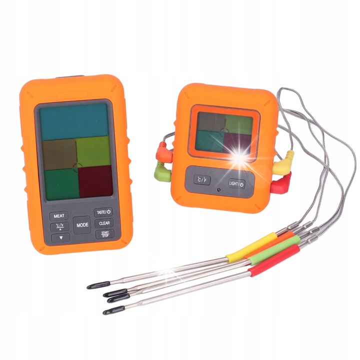 Безжичен термометър за месо, 4 сонди, LCD дисплей, 12,5x7,5см