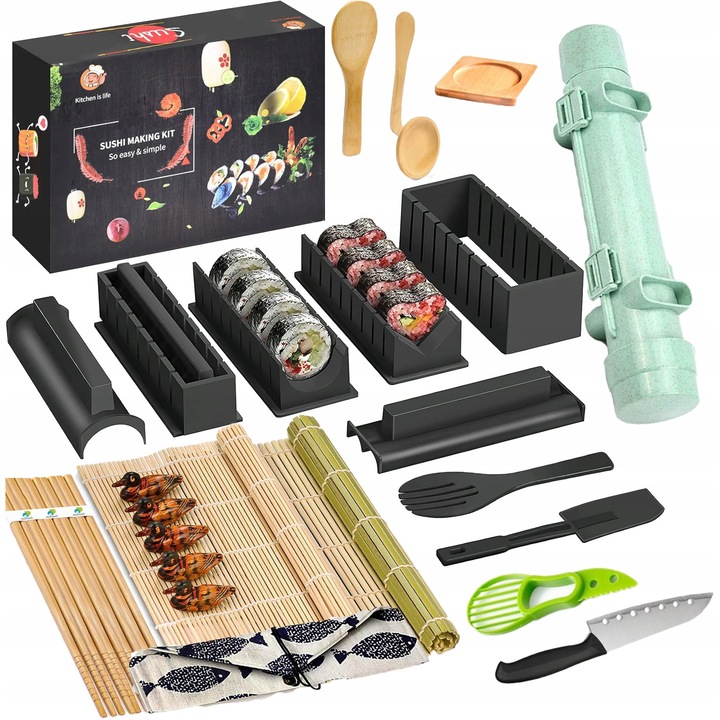 Set 30 ustensile pentru preparare sushi, 8 instrumente, multicolor