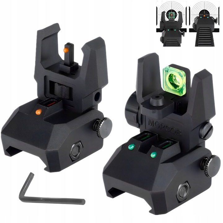 Dispozitiv de vizare cu fibra optica, negru, set de 2 bucati, pentru pusti, material polimer si nylon