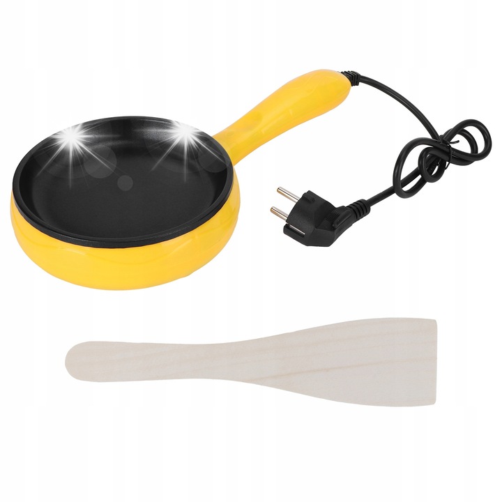 Мини електрически тиган, 350W, незалепващ, с дървена шпатула, за един човек