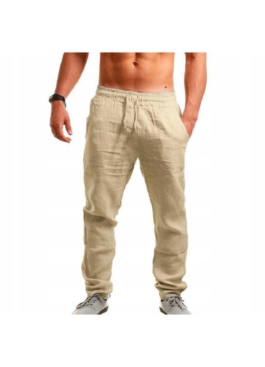 Pantaloni baggy A-R, bej, in, lungi