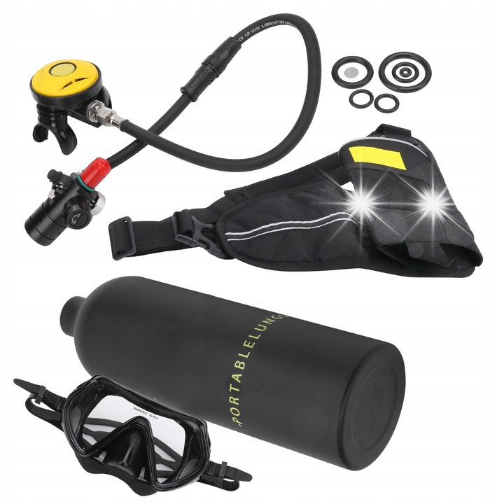 Set mini de scufundare cu butelie 1L, sticla PC, ochelari de scufundare, accesorii inclusiv 7 piese