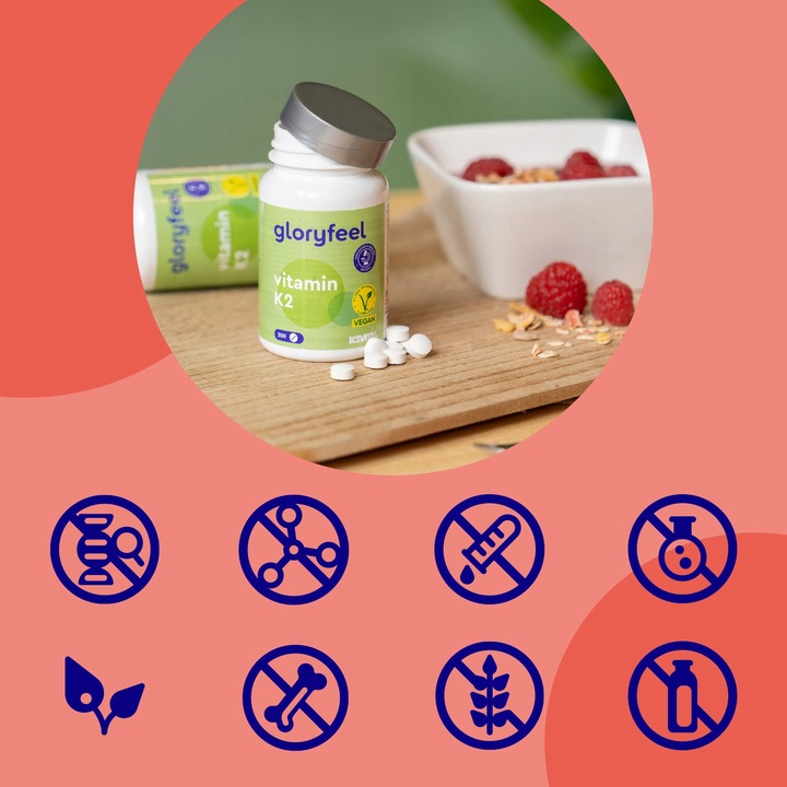 Vitamina K2 MK7 200mcg, 200 tablete, 100% pur, vegan, fara lactoza, fara gluten