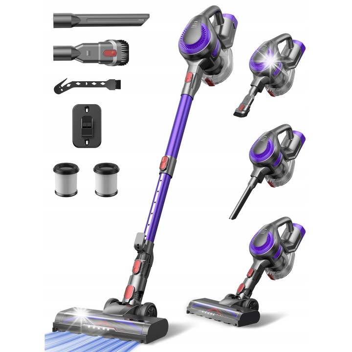 Aspirator vertical Laresar V10 Lite, 38 kPa, HEPA 5 in 1, 0,6 l, 3 kg, fara fir