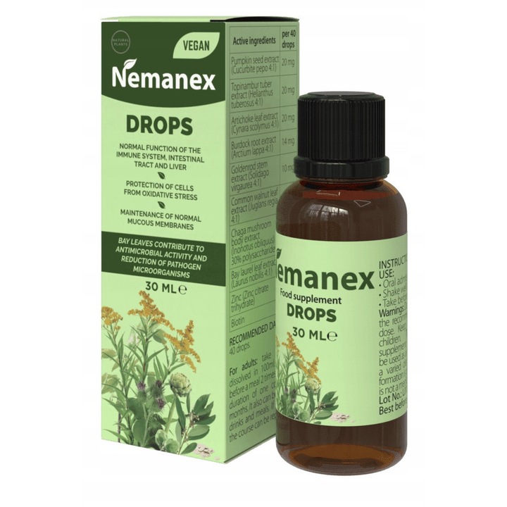 Supliment alimentar Nemanex, NGS, picaturi detoxifiere, 30 ml, cu zinc, biotina