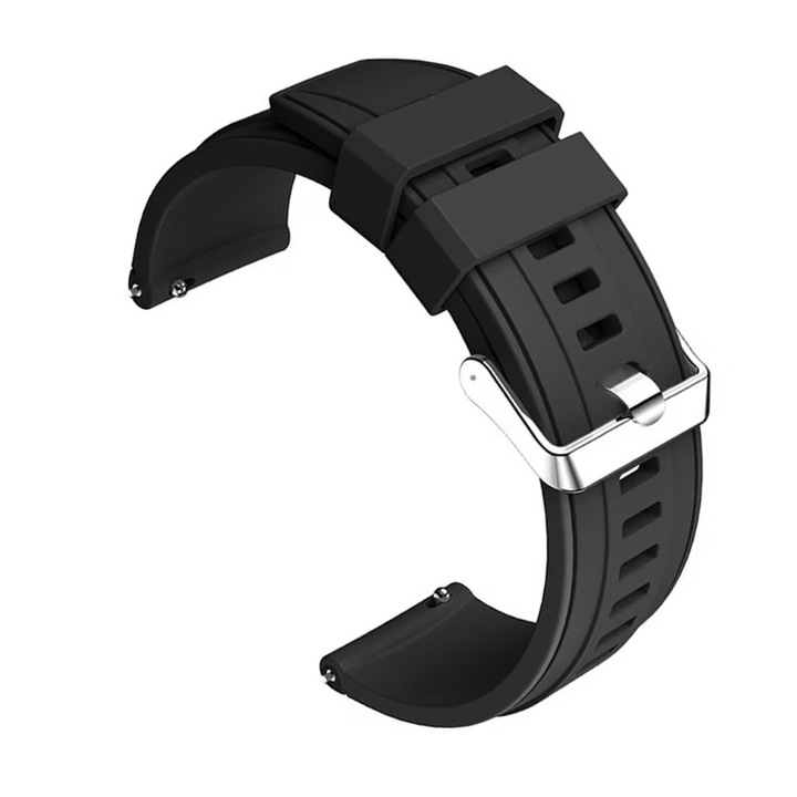 Smartwatch szíj, szilikon, fekete, 22mm széles
