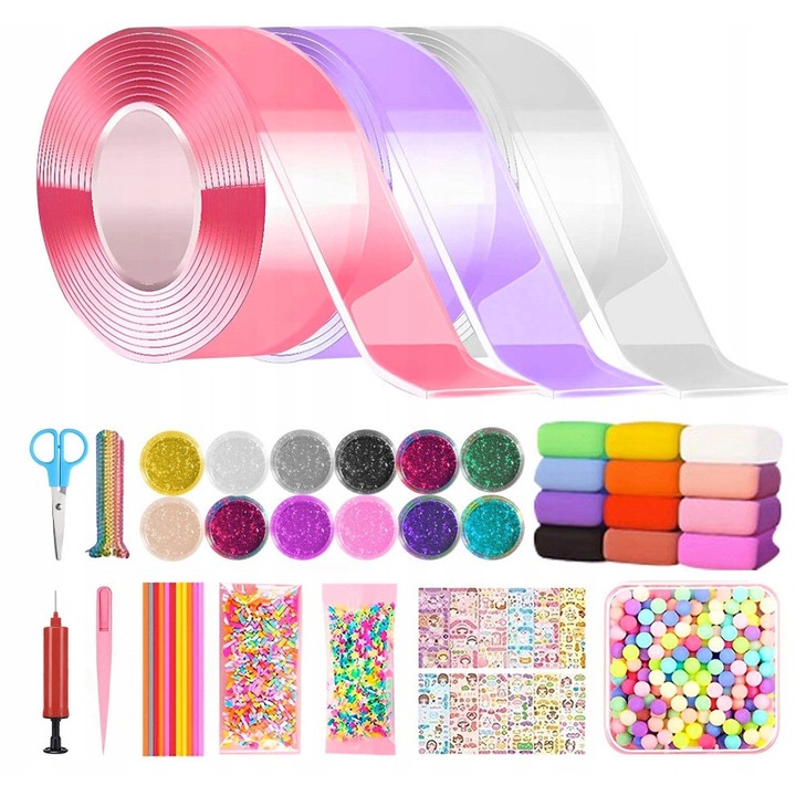 Set creativ pentru globuri copii, cu benzi adezive multicolore