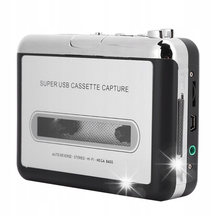 Convertor casete retro USB MP3, set cu casti, 2 baterii AA sau alimentare USB, compatibil Windows 2000/XP/Vista/Win7