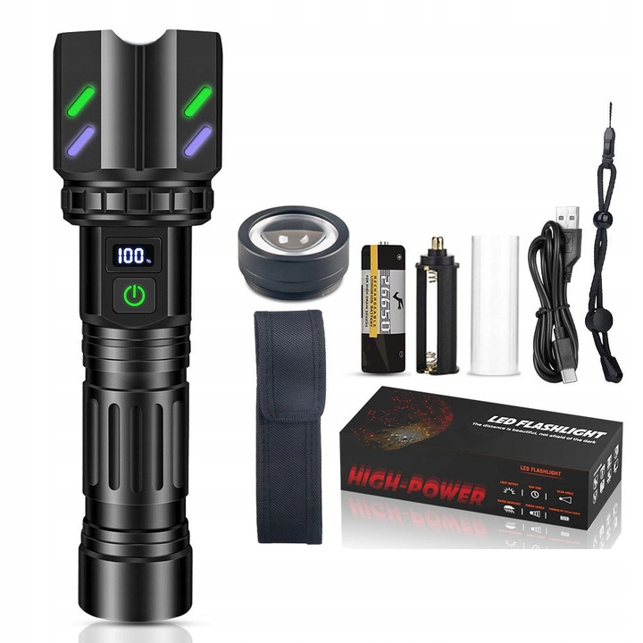 Многофункционален фенер 30W, 5 режима на осветление, функция за аварийно запалване, компактни размери