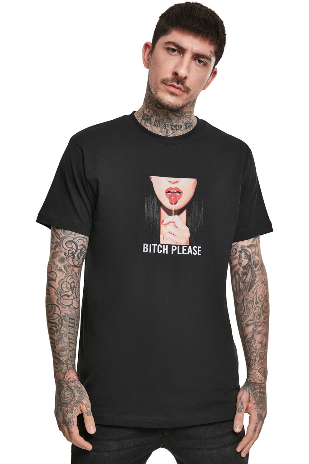 Mister tee, Tricou din bumbac cu imprimeu foto, Negru, XS