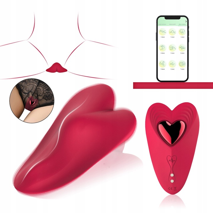 Vibrátor Mufanxing, tojás alakú, APP vezérlés, piros, kompakt méretek