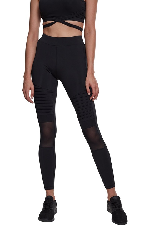 Urban Classics, Colanti crop cu segmente din plasa, Negru