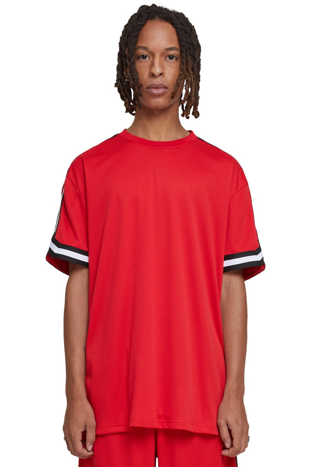 Urban Classics, Tricou cu benzi contrastante pe maneci, Rosu, XXL