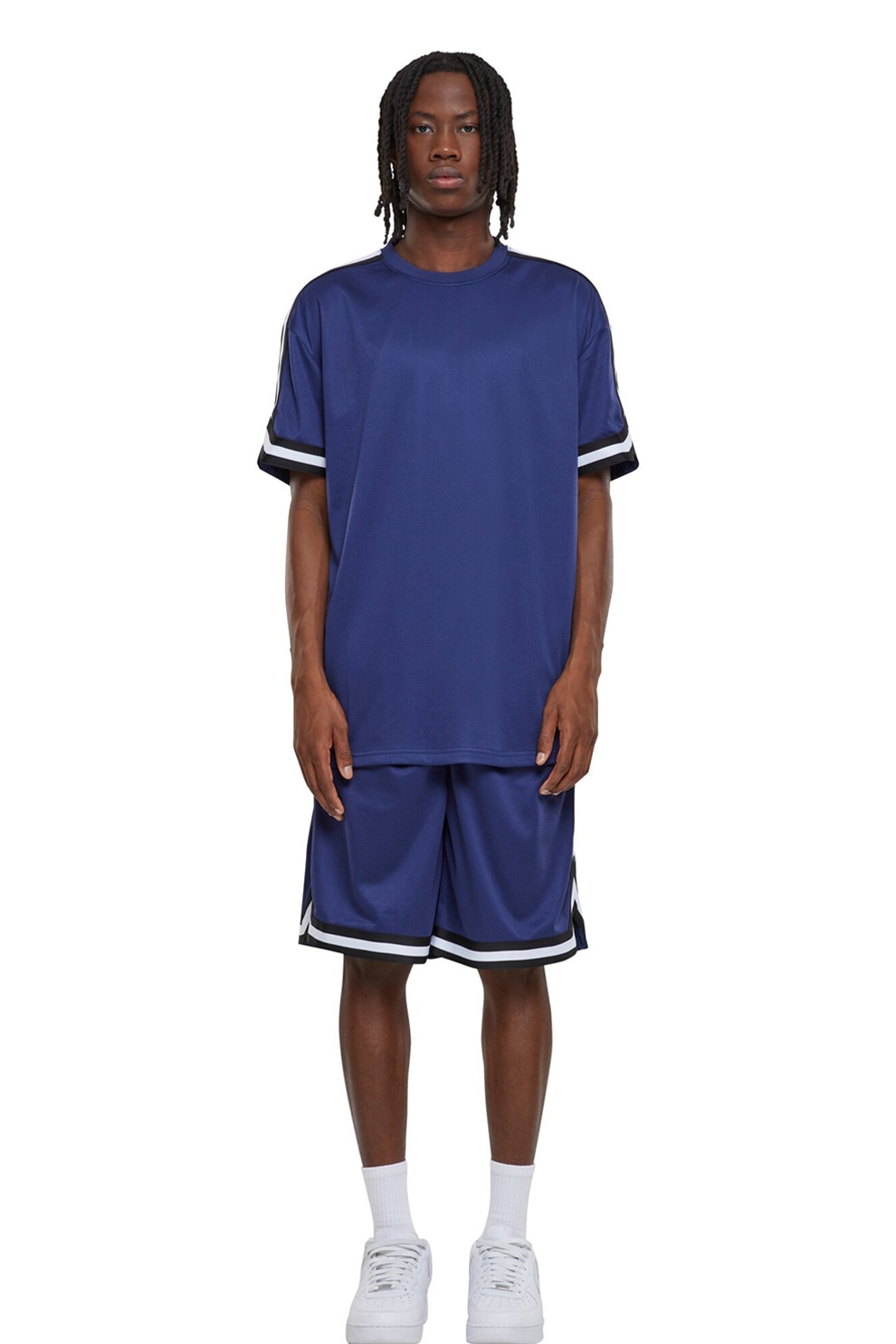 Urban Classics, Tricou cu benzi contrastante pe maneci, Albastru inchis, M