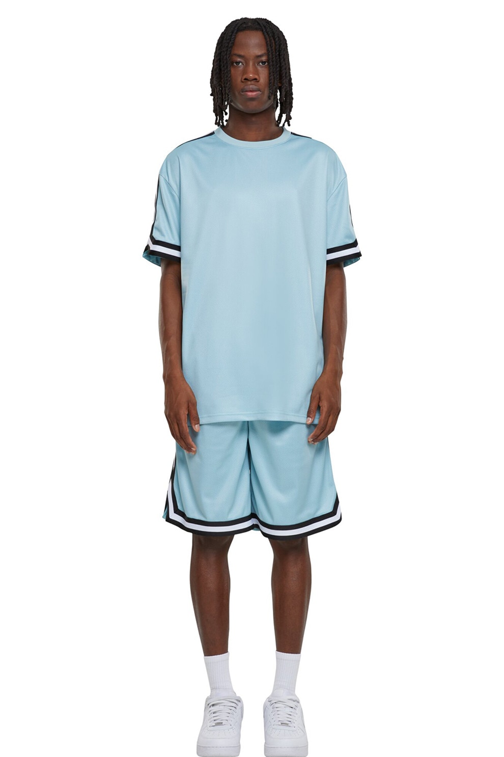 Urban Classics, Tricou cu benzi contrastante pe maneci, Albastru deschis, S