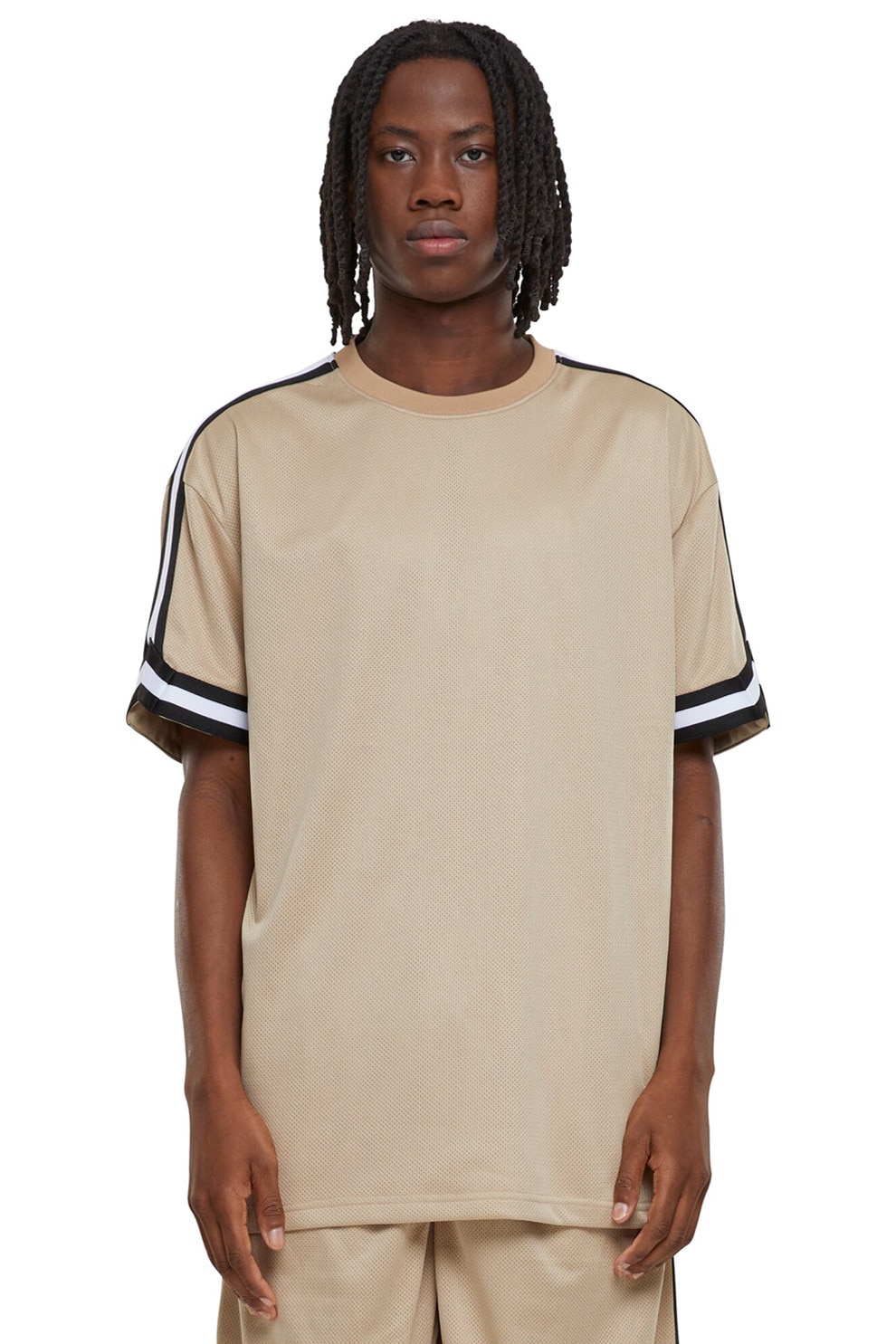 Urban Classics, Tricou cu benzi contrastante pe maneci, Bej, XL