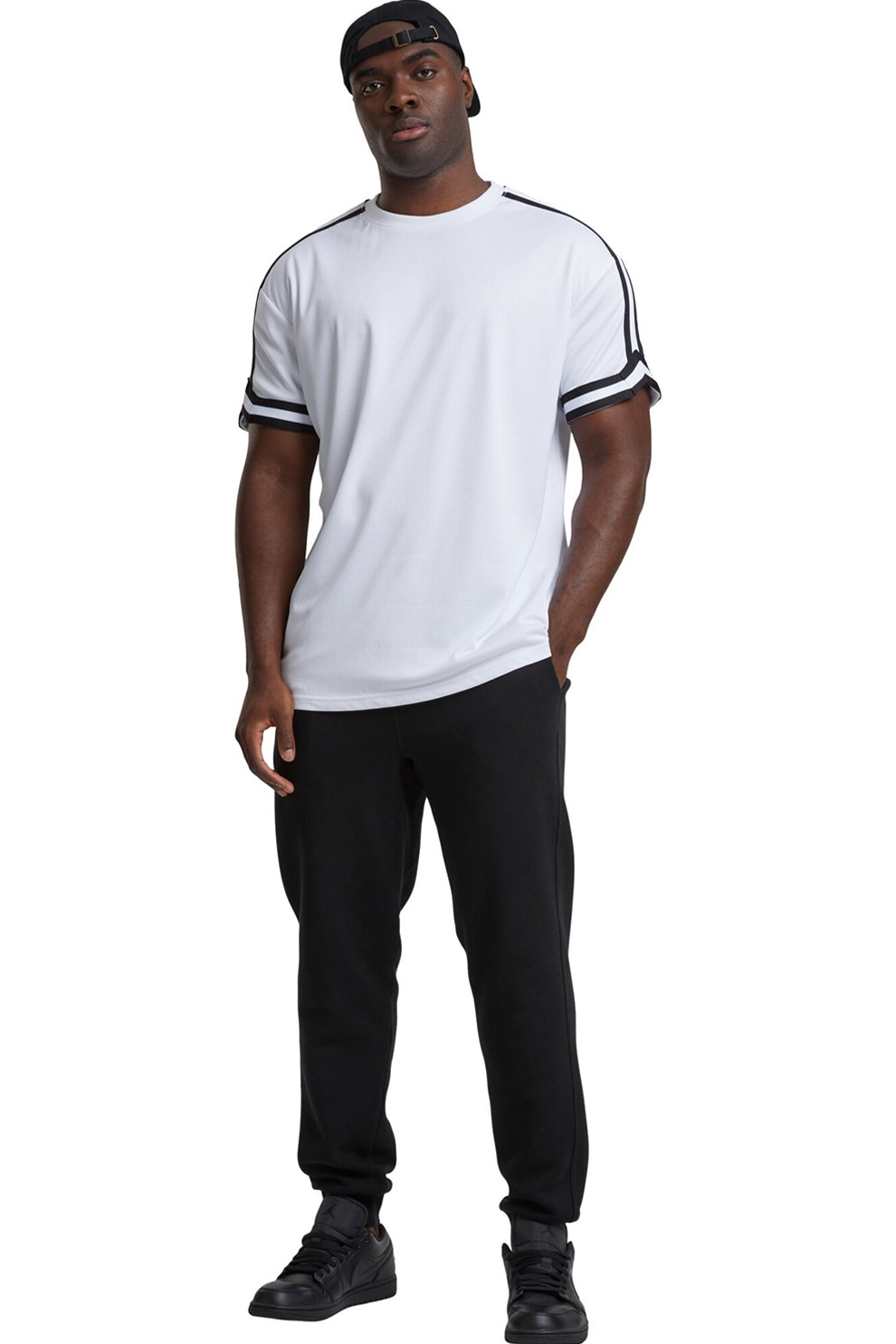 Urban Classics, Tricou cu benzi contrastante pe maneci, Alb, S