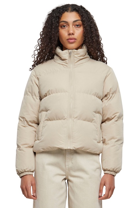 Urban Classics, Geaca cu vatelina si guler inalt, Crem