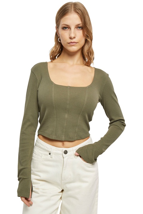 Urban Classics, Bluza cu decolteu patrat, Verde masliniu