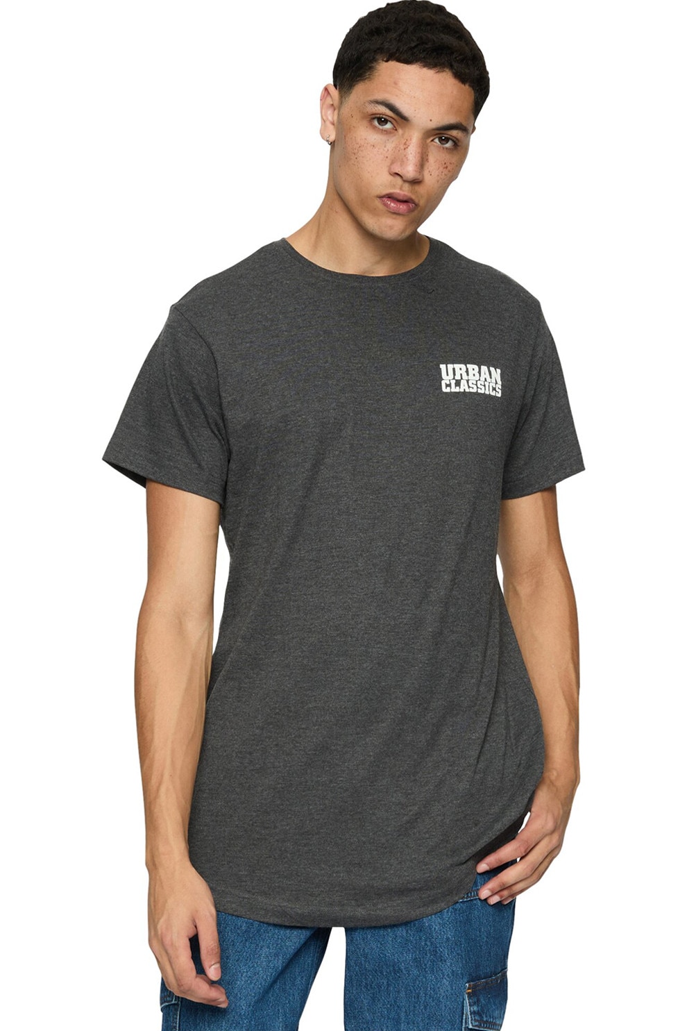Urban Classics, Tricou regular fit din bumbac cu logo, Gri carbune, M