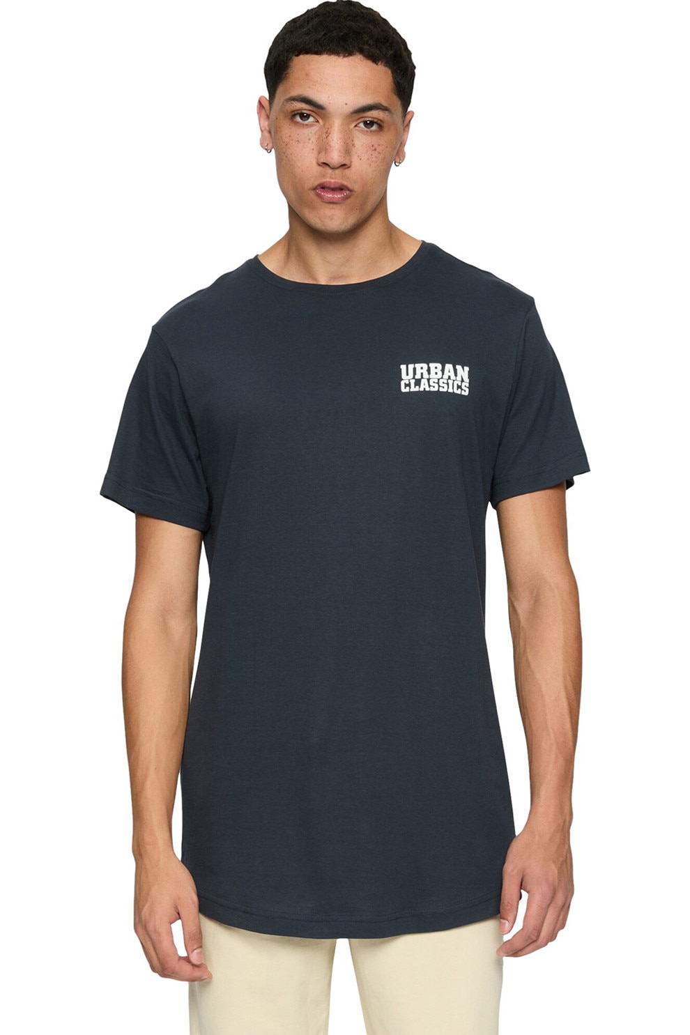 Urban Classics, Tricou regular fit din bumbac cu logo, Albastru ultramarin, L