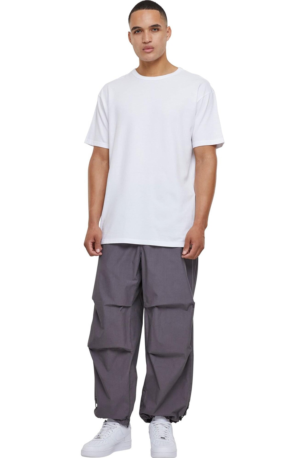 Urban Classics, Pantaloni relaxed fit cu snururi de ajustare la glezne, Gri antracit, 2XL