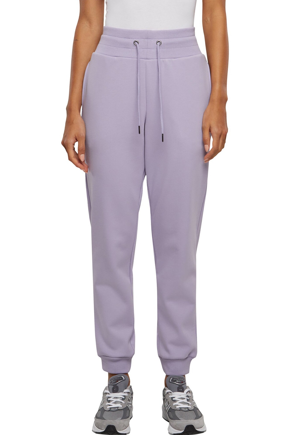 Urban Classics, Pantaloni de trening cu snur de ajustare si talie inalta, Lila, XS