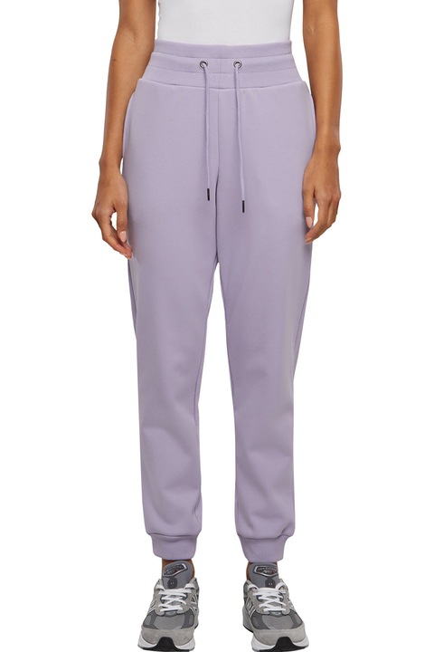 Urban Classics, Pantaloni de trening cu snur de ajustare si talie inalta, Lila, XS