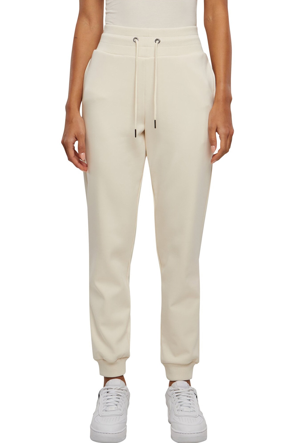 Urban Classics, Pantaloni de trening cu snur de ajustare si talie inalta, Bej, XS