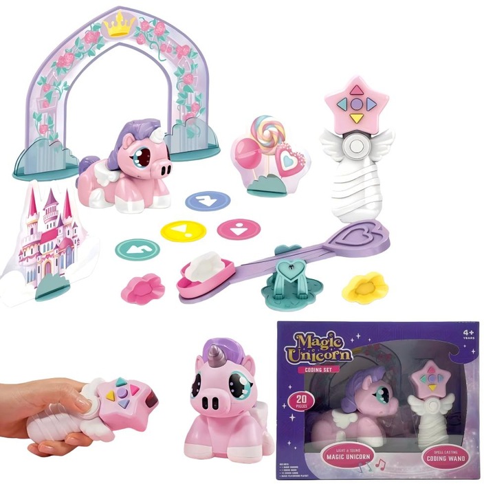 Set de jucării interactive, unicorni, cu sunete și lumini, mov, pentru copii 4+