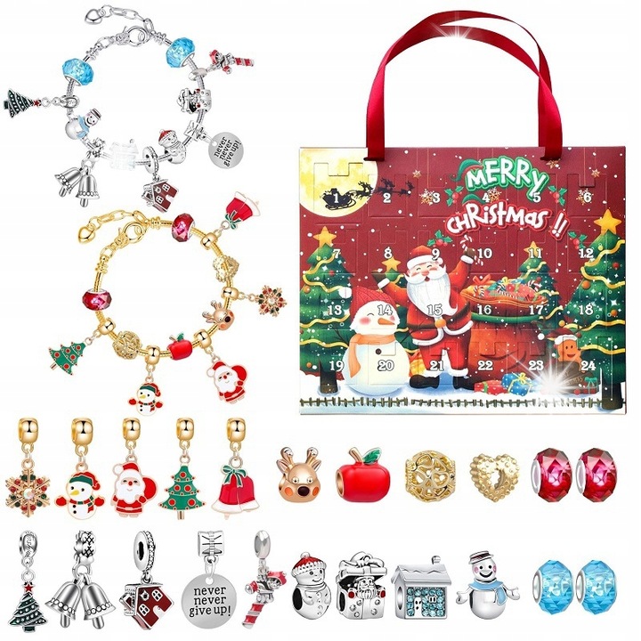 Calendar advent cu bijuterii femei, Model Craciun, Multicolor