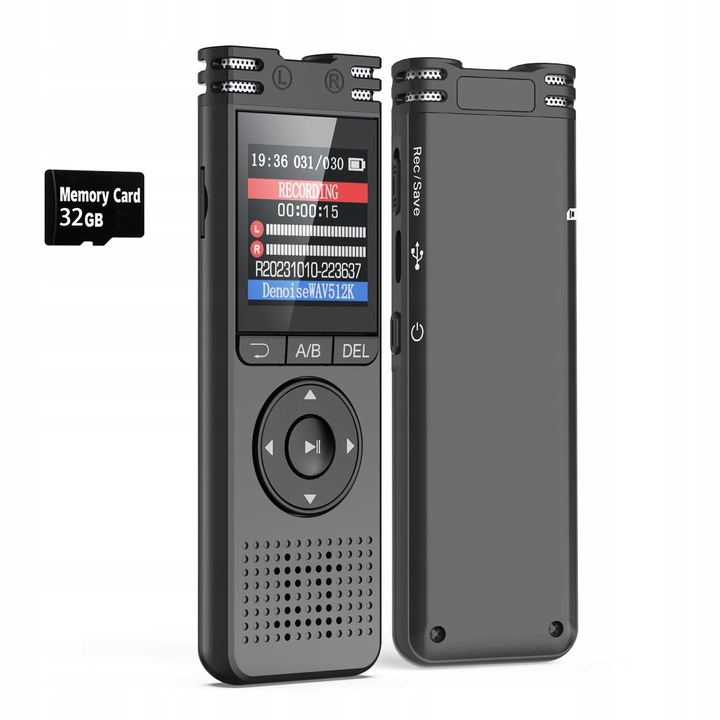 Цифров рекордер, 32GB, черен, VOR запис, 45 часа непрекъснат запис