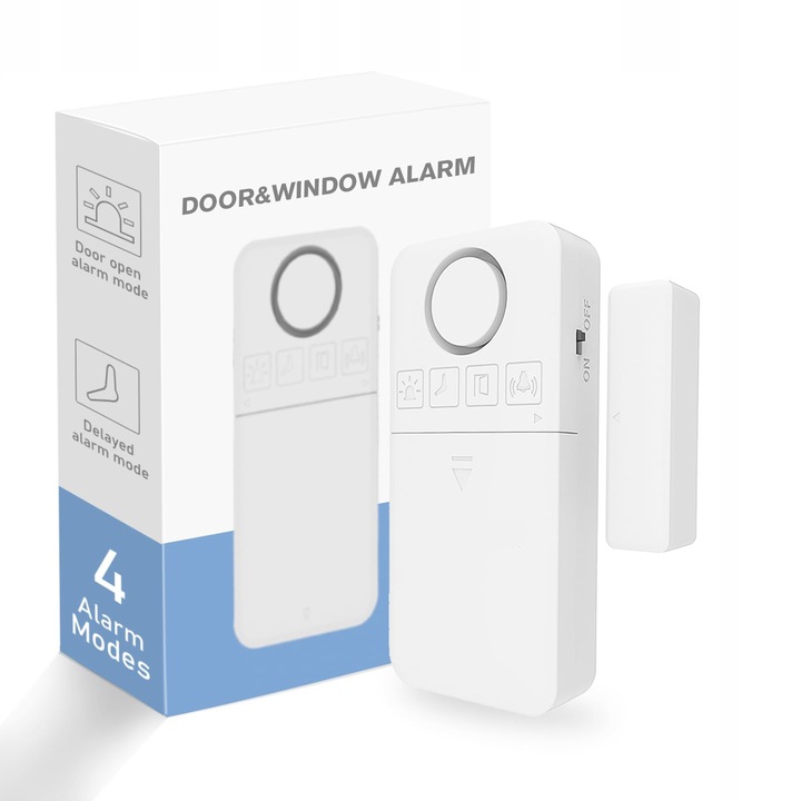 Alarma wireless cu senzor de miscare, 4 moduri, alb