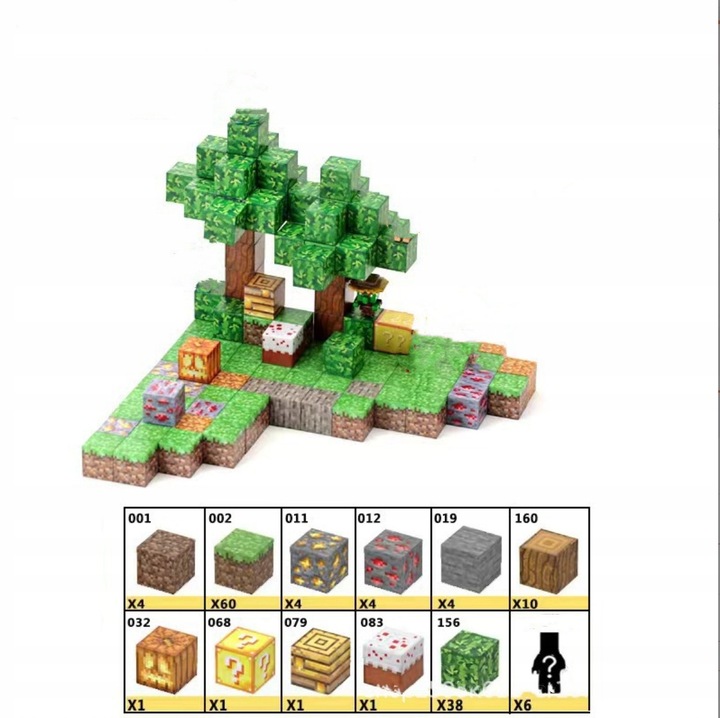 Set de constructie magnetice, ZURYSYR, 128 piese + 6 figurine, 2x2cm, multicolor