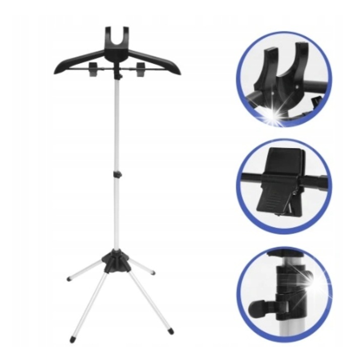 Регулируема стойка за дрехи, комплект със стойка за пара, 160x40x40см, многоцветна