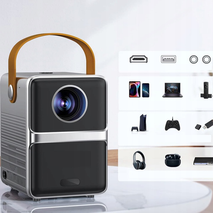 Videoproiector mini P61, 10000 lumeni, 1920x1080px, WiFi 5G, Bluetooth, 40"-300"