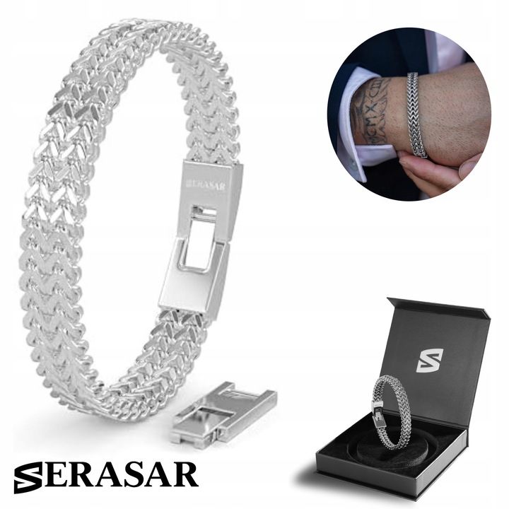 Bratara Barbati SERASAR Otel Inoxidabil Argintiu 17cm