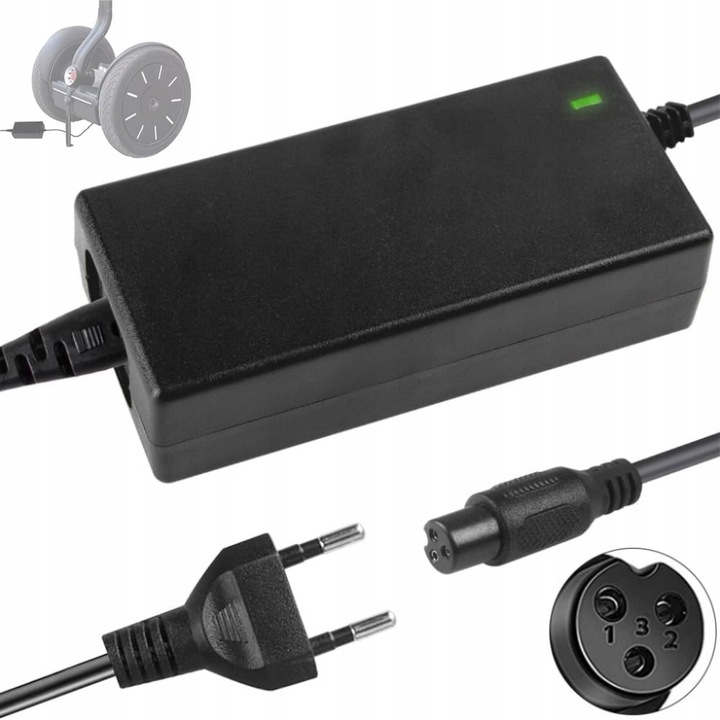 Incarcator electric 42V 2A, 3 pini, 9mm, pentru trotinete electrice, culoare neagra