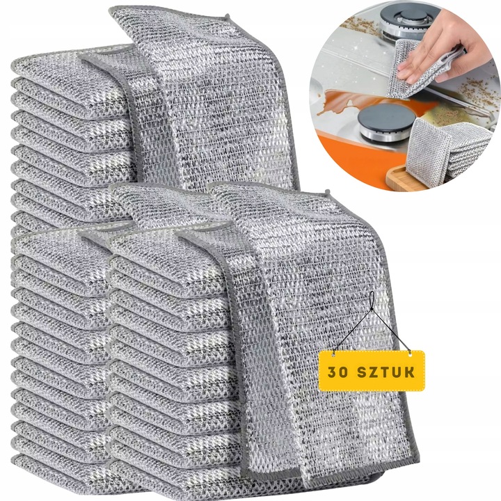 Set 30 scutece din otel inoxidabil, 20x20 cm, reutilizabile, pentru curatare