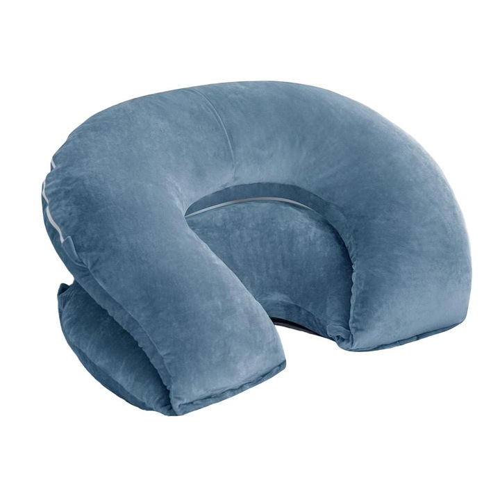 Perna multifunctionala tip U, 140x70cm, cu husa lavabila, pentru citit si alaptat, albastru