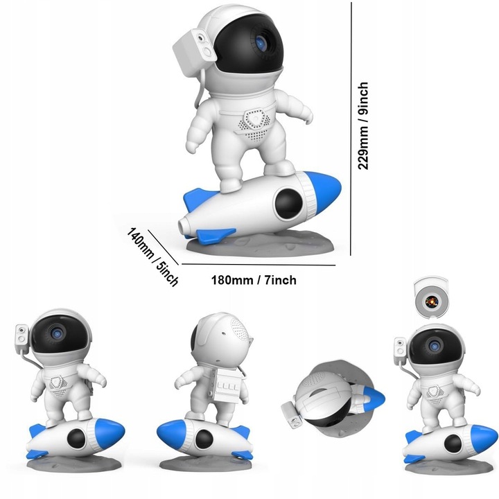 Proiector planetarium, 13 discuri, efecte HD, design astronaut, set complet