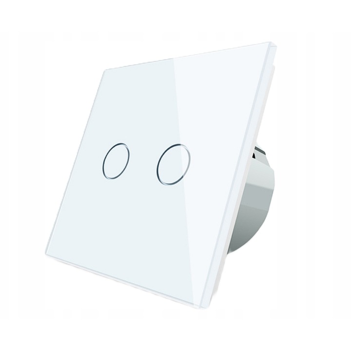 Comutator dublu, WESA Touch, sticlă albă, 83, 8x83, 8x7, 9mm