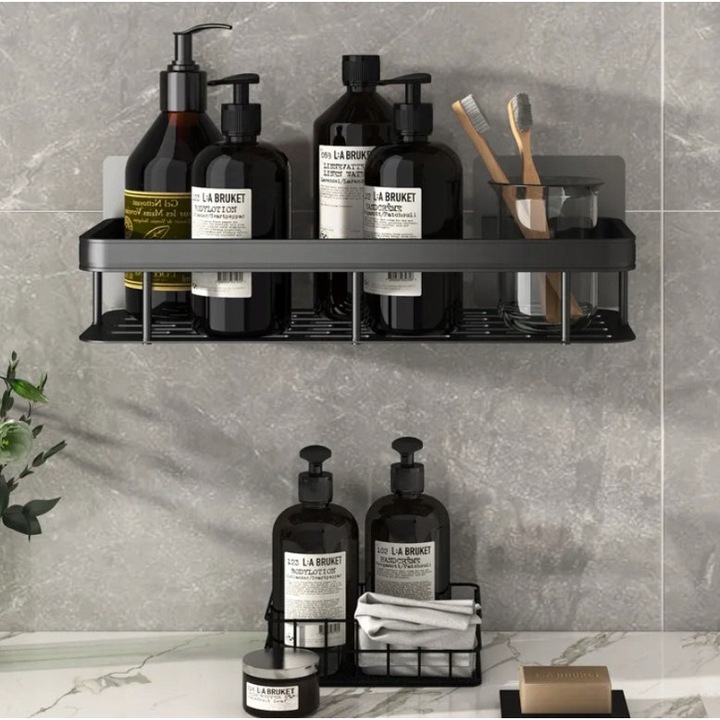 Set 2 etajere baie, negru