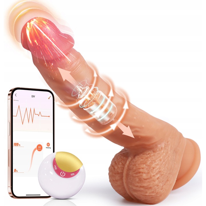 Vibrátor nőknek markolattal, 22 cm, 8 rezgésmód, vízálló, USB újratölthető