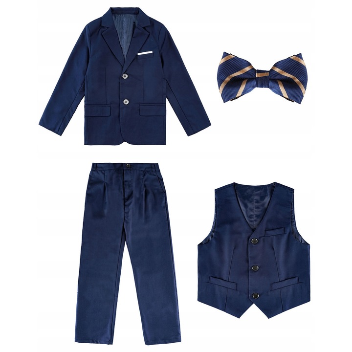 Salopeta copii, bleumarin, 4 piese, material poliester, pentru baieti