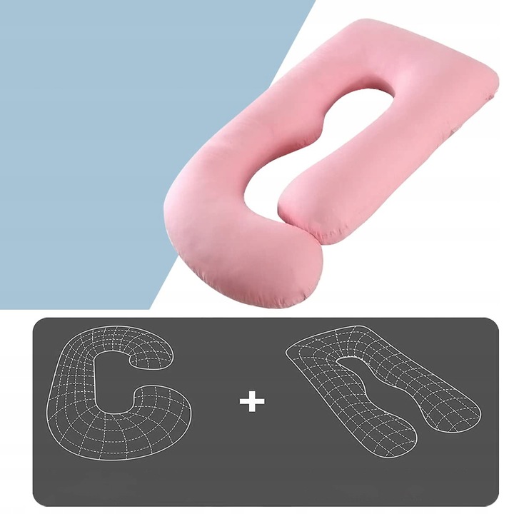 Perna pentru gravide tip J, 170x110x70cm, din bumbac, umplutura hipoalergenica 7D, 3kg