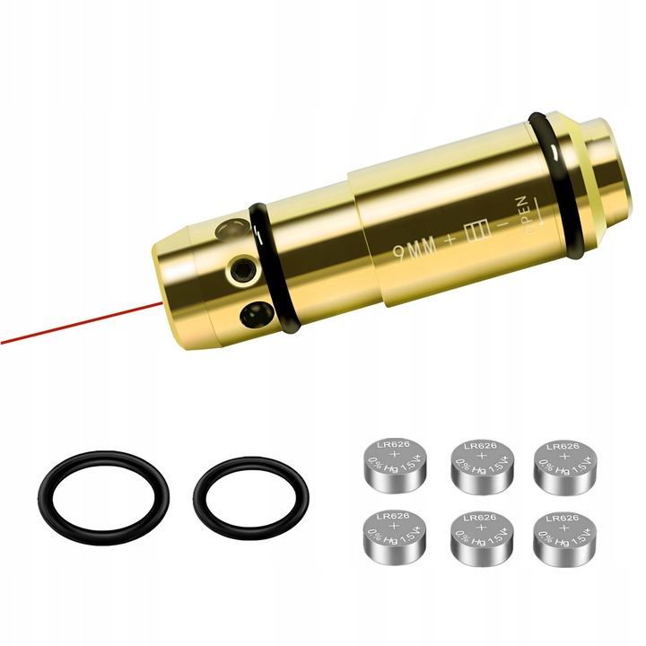Laser 9mm, set cu 6 baterii, 650nm, dimensiuni 1.2x0.38 inch