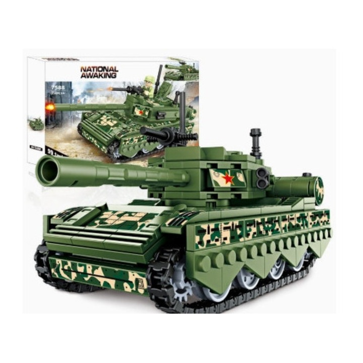 Set de constructie, Tanc tip 99, 350 piese, verde