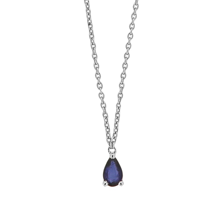 Colier din Aur 18K decorat cu Safir Natural Albastru 0.17ct. SI 1.81g